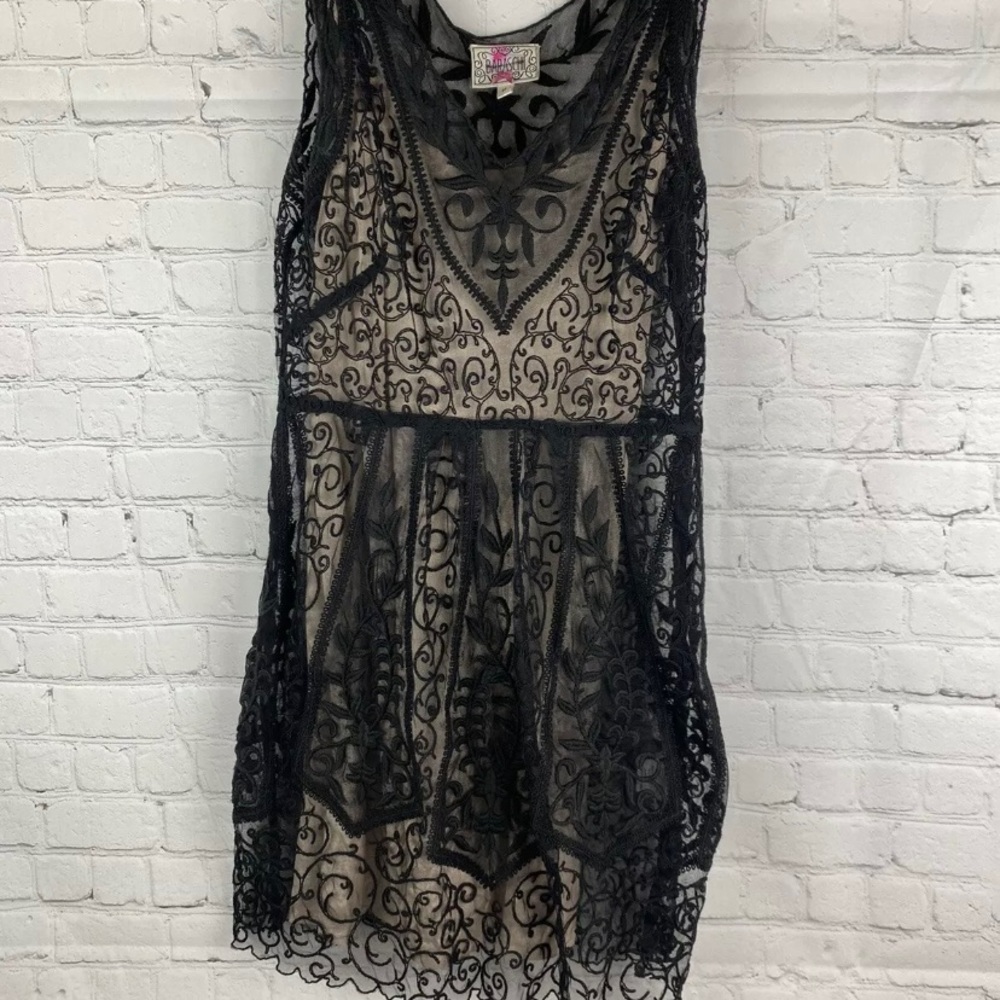 Anthropologie Yoana Baraschi Black Lace Nude Lined Whimsigoth Top Size 8 LKNW